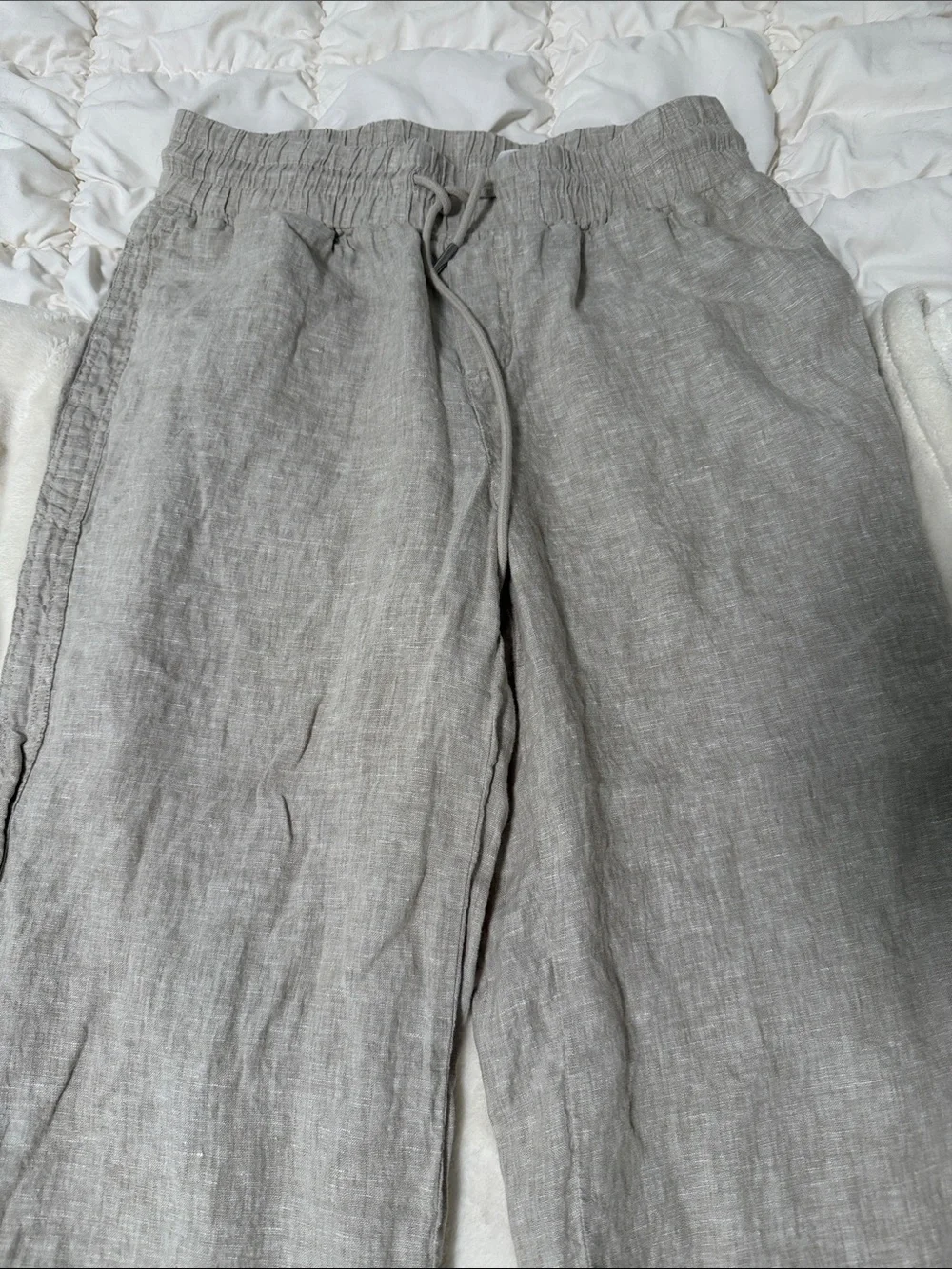 Quince Linen-Blend Drawstring Chinos in Taupe